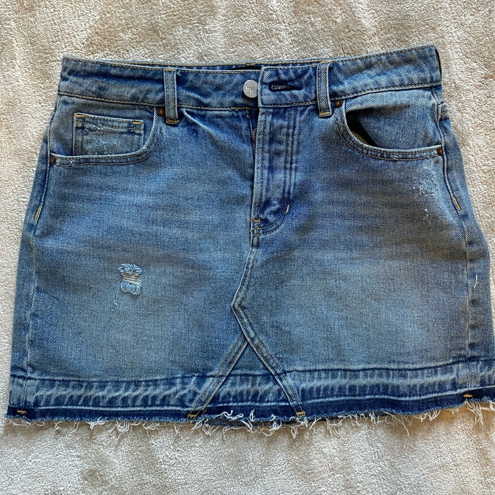 Raw hem denim skirt